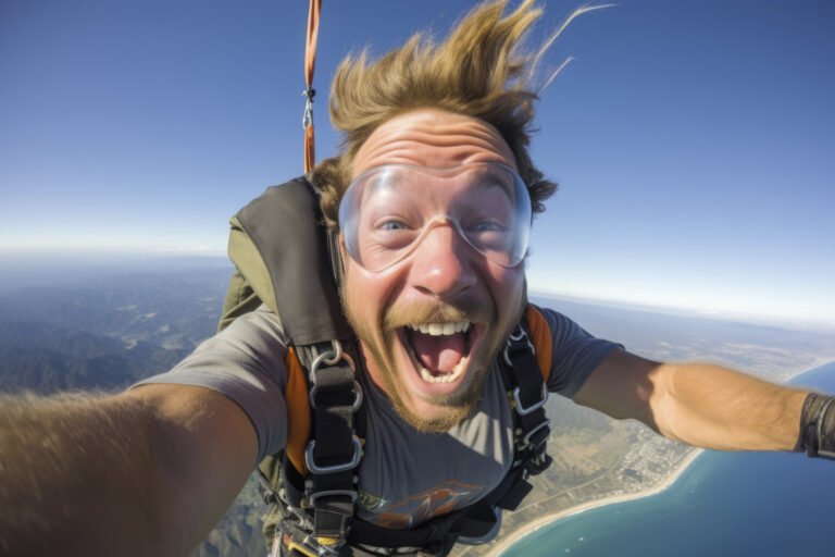 a man skydiving